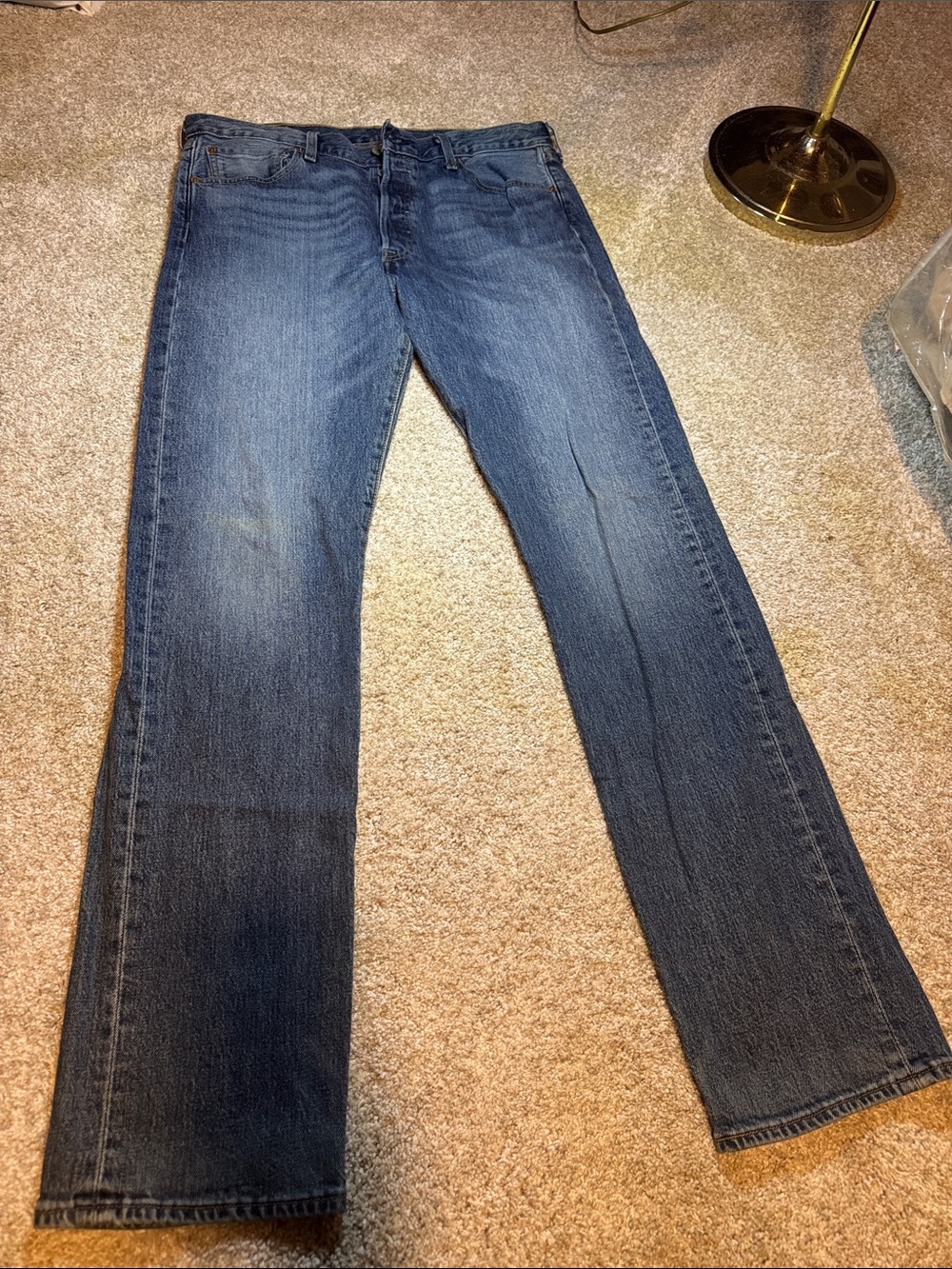 Levi's Men's Medium Dark Blue Straight Jeans 501 W34 L34